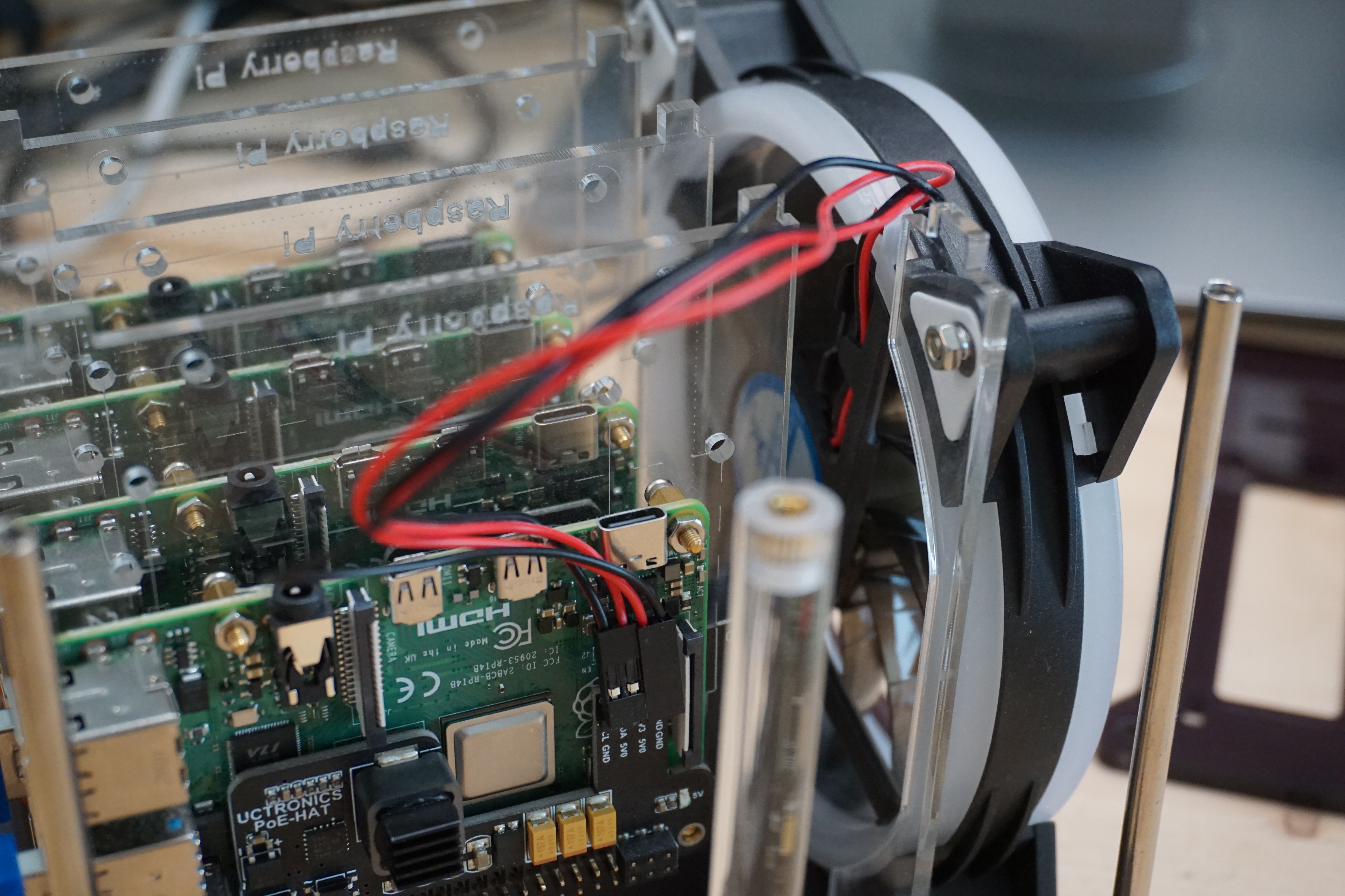 LED and ventilator attached to the modified POE hat