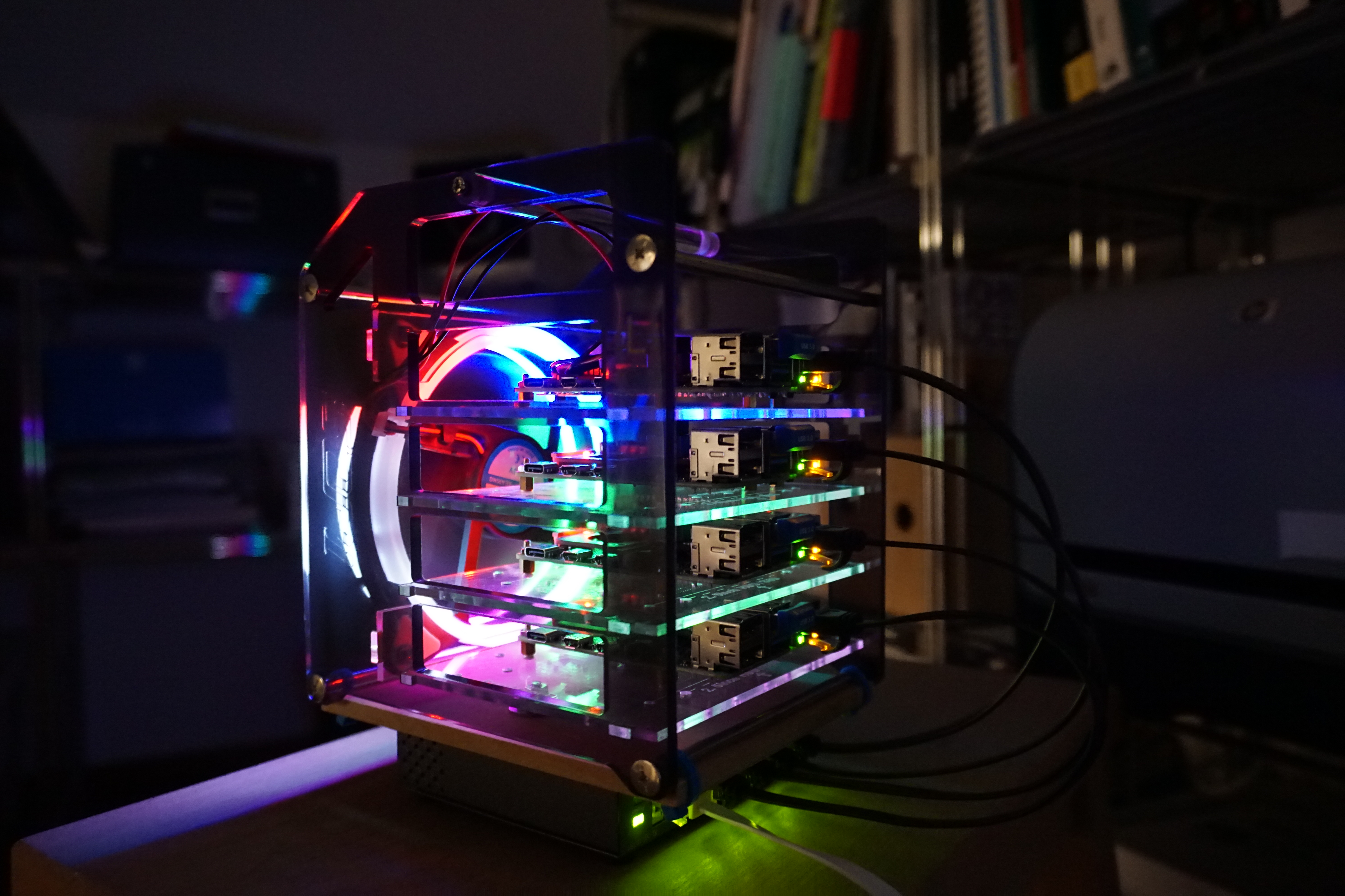 Powered on cluster by night with only two cables attached