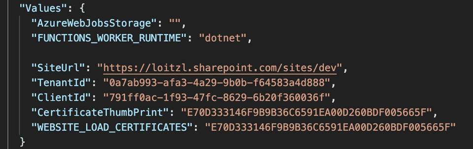 local settings json
