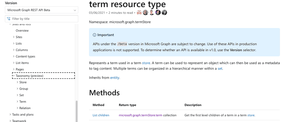 MS Graph TermStore